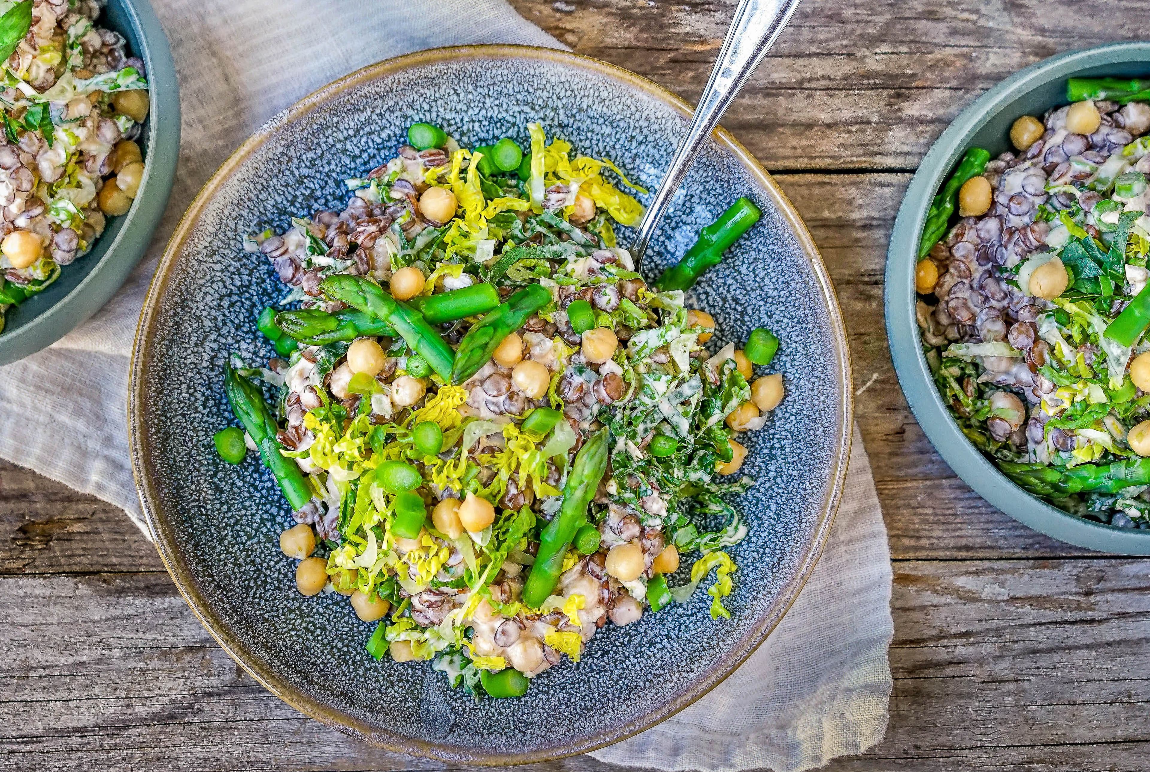 Curry linsesalat med grønn asparges